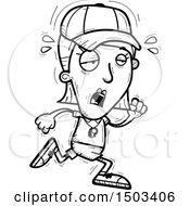 Clipart Of A Black And White Tired Running White Female Coach Royalty Free Vector Illustration