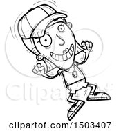 Clipart Of A Black And White Jumping White Female Coach Royalty Free Vector Illustration