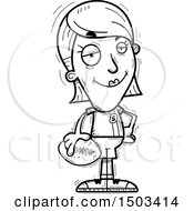 Clipart Of A Black And White Confident White Female Football Player Royalty Free Vector Illustration