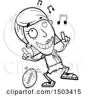 Clipart Of A Black And White White Female Football Player Doing A Happy Dance Royalty Free Vector Illustration