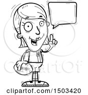 Clipart Of A Black And White Talking White Female Football Player Royalty Free Vector Illustration