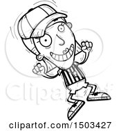 Clipart Of A Black And White Jumping White Female Referee Royalty Free Vector Illustration