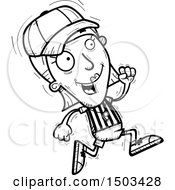 Clipart Of A Black And White Running White Female Referee Royalty Free Vector Illustration