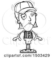 Clipart Of A Black And White Sad White Female Referee Royalty Free Vector Illustration