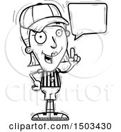 Clipart Of A Black And White Talking White Female Referee Royalty Free Vector Illustration