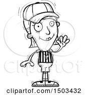 Clipart Of A Black And White Waving White Female Referee Royalty Free Vector Illustration