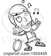 Clipart Of A Black And White White Female Rugby Player Doing A Happy Dance Royalty Free Vector Illustration