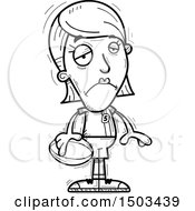 Clipart Of A Black And White Sad White Female Rugby Player Royalty Free Vector Illustration