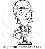 Clipart Of A Black And White Confident White Female College Student Royalty Free Vector Illustration