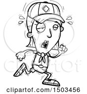 Clipart Of A Black And White Tired Running White Female Scout Royalty Free Vector Illustration