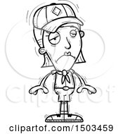 Clipart Of A Black And White Sad White Female Scout Royalty Free Vector Illustration