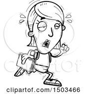 Clipart Of A Black And White Tired Running White Female Student Royalty Free Vector Illustration