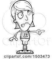 Clipart Of A Black And White Mad Pointing White Female Track And Field Athlete Royalty Free Vector Illustration