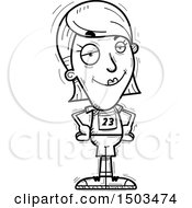 Clipart Of A Black And White Confident White Female Track And Field Athlete Royalty Free Vector Illustration