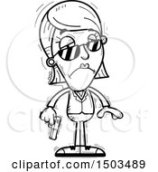 Clipart Of A Black And White Sad Woman Secret Service Agent Royalty Free Vector Illustration