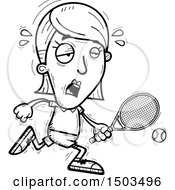 Poster, Art Print Of Black And White Tired Running Woman Tennis Player