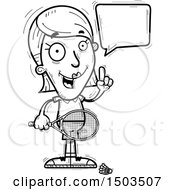 Clipart Of A Black And White Talking Woman Badminton Player Royalty Free Vector Illustration