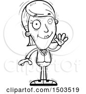 Clipart Of A Black And White Waving Business Woman Royalty Free Vector Illustration