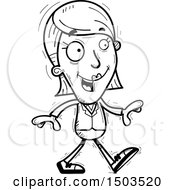 Clipart Of A Black And White Walking Business Woman Royalty Free Vector Illustration