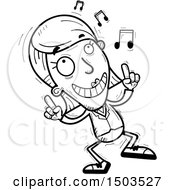 Clipart Of A Black And White Dancing Happy Business Woman Royalty Free Vector Illustration