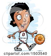 Clipart Of A Dribbling Black Female Basketball Player Royalty Free Vector Illustration