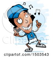 Clipart Of A Black Female Coach Doing A Happy Dance Royalty Free Vector Illustration
