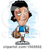 Clipart Of A Confident Black Female Football Player Royalty Free Vector Illustration