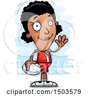 Clipart Of A Waving Black Female Rugby Player Royalty Free Vector Illustration