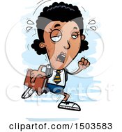 Clipart Of A Tired Running Black Female College Student Royalty Free Vector Illustration
