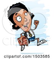 Clipart Of A Running Black Female College Student Royalty Free Vector Illustration