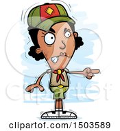 Clipart Of A Mad Pointing Black Female Scout Royalty Free Vector Illustration