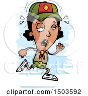 Clipart Of A Tired Running Black Female Scout Royalty Free Vector Illustration