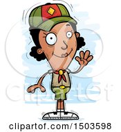Clipart Of A Waving Black Female Scout Royalty Free Vector Illustration