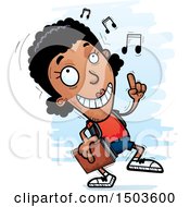 Clipart Of A Black Female Community College Student Doing A Happy Dance Royalty Free Vector Illustration