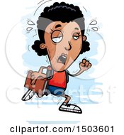 Clipart Of A Tired Running Black Female Community College Student Royalty Free Vector Illustration
