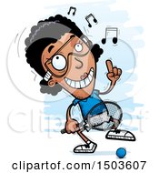 Clipart Of A Happy Dancing African American Woman Racquetball Player Royalty Free Vector Illustration by Cory Thoman