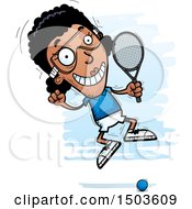 Clipart Of A Jumping African American Woman Racquetball Player Royalty Free Vector Illustration by Cory Thoman