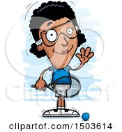 Clipart Of A Waving African American Woman Racquetball Player Royalty Free Vector Illustration