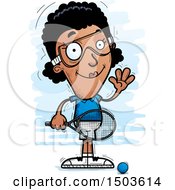 Waving African American Woman Racquetball Player