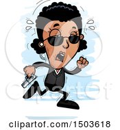 Clipart Of A Tired Running African American Woman Secret Service Agent Royalty Free Vector Illustration