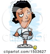 Clipart Of A Confident African American Woman Tennis Player Royalty Free Vector Illustration