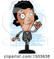 Clipart Of A Waving African American Business Woman Royalty Free Vector Illustration