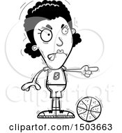 Clipart Of A Black And White Mad Pointing Black Female Basketball Player Royalty Free Vector Illustration