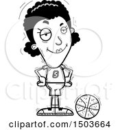 Clipart Of A Black And White Black Female Basketball Player Royalty Free Vector Illustration