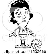 Clipart Of A Black And White Sad Black Female Basketball Player Royalty Free Vector Illustration
