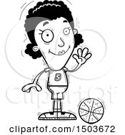 Clipart Of A Black And White Waving Black Female Basketball Player Royalty Free Vector Illustration