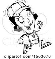 Clipart Of A Black And White Running Black Female Coach Royalty Free Vector Illustration