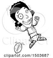 Poster, Art Print Of Black And White Jumping Black Female Football Player