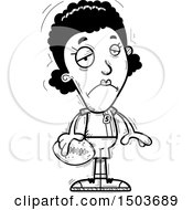 Clipart Of A Black And White Sad Black Female Football Player Royalty Free Vector Illustration