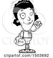 Clipart Of A Black And White Waving Black Female Football Player Royalty Free Vector Illustration